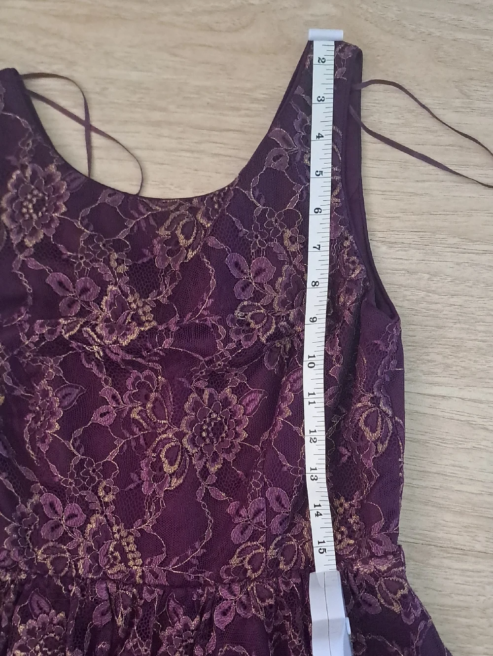 Jessica Simpson Burgundy Junior Dress with Gold Lace Overlay